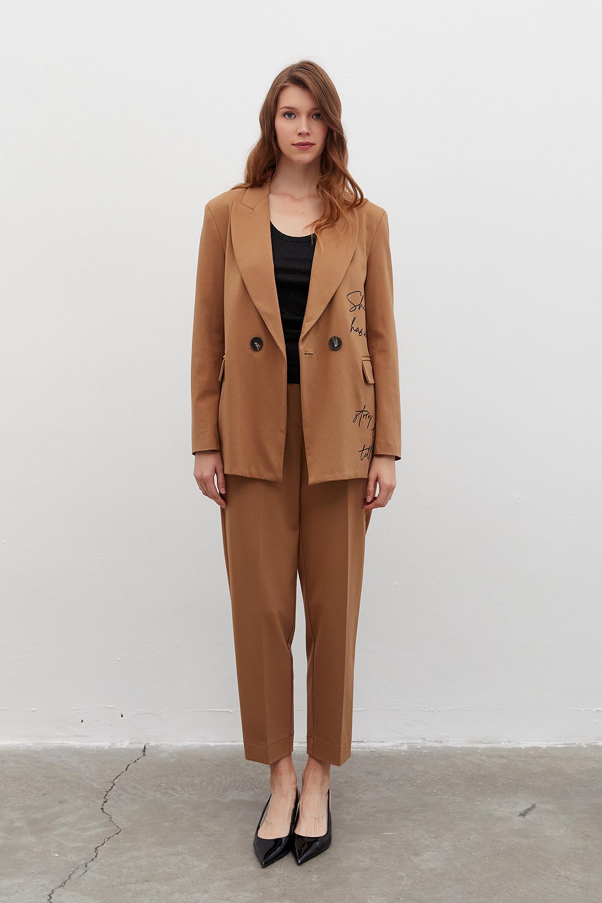 Oversize Ceket Pantolon İkili Takım Camel