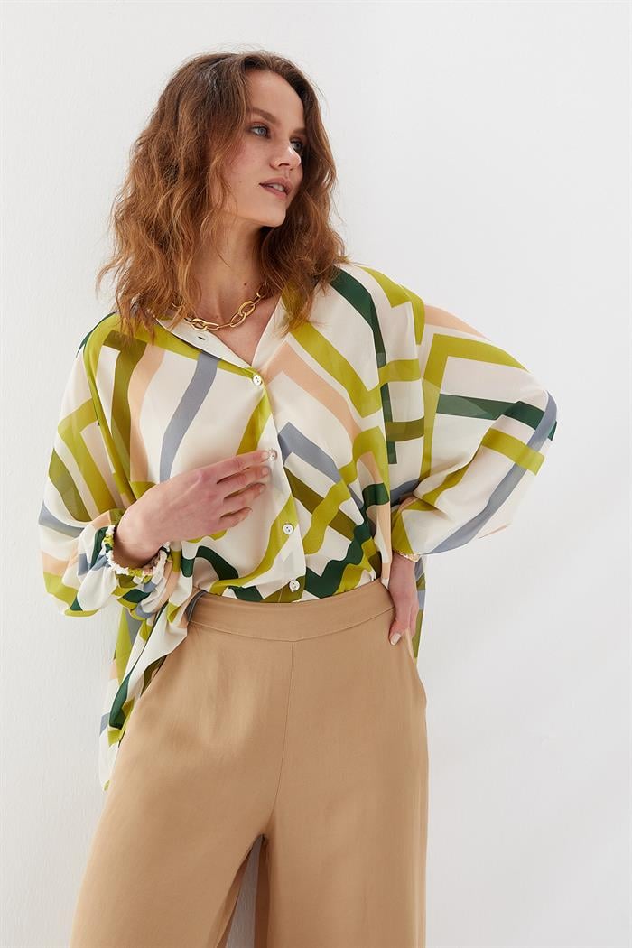 Oversize Gömlek Krem