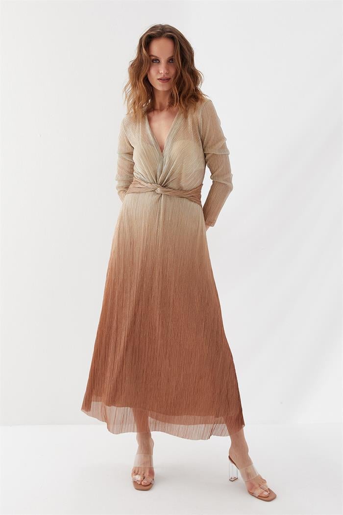 Simli Beli Drape detaylı İtalyan El Krembise  
