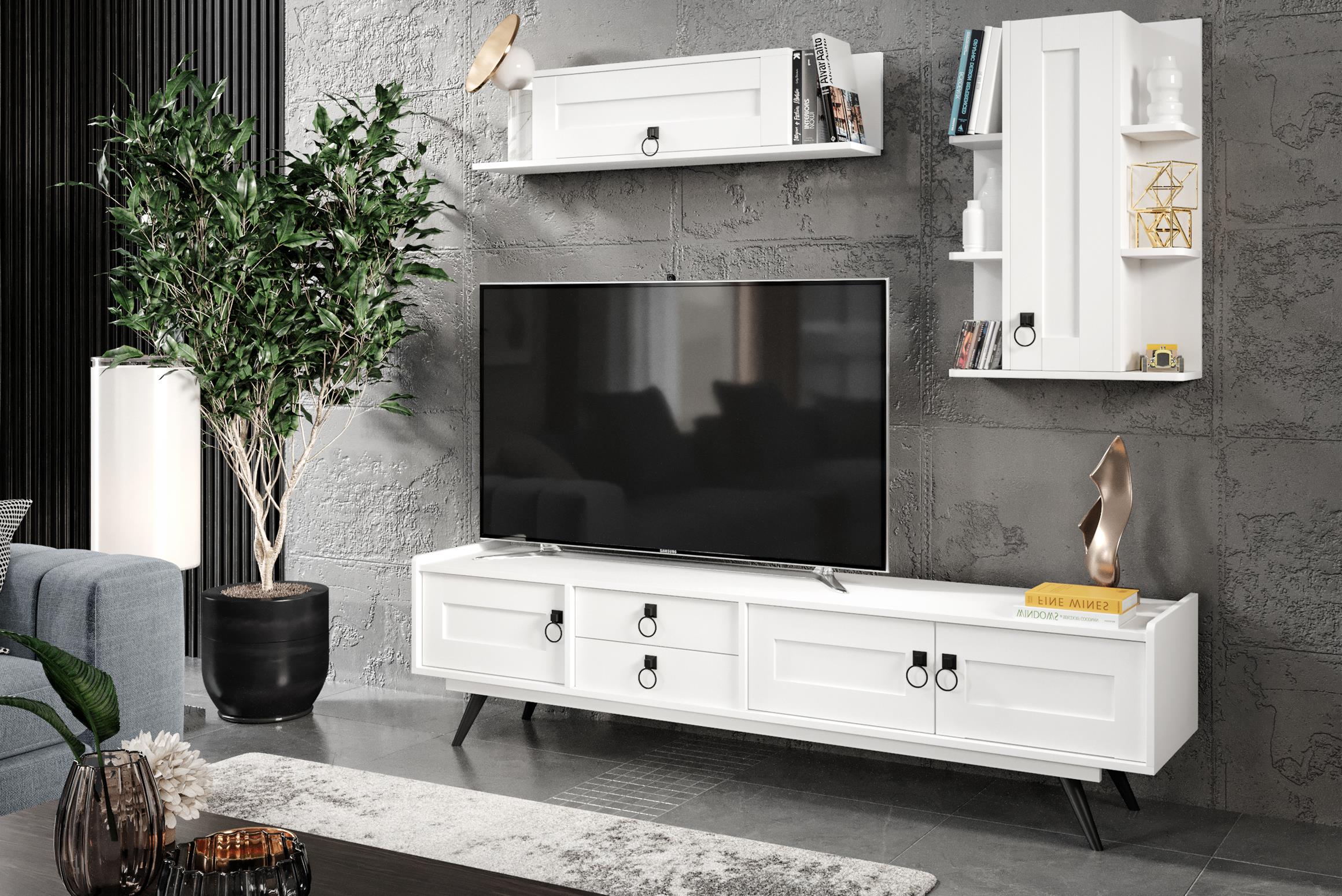 Ekonomik Tv Ünitesi TakımlarıStep Tv Ünitesi Takımı-Beyaz
