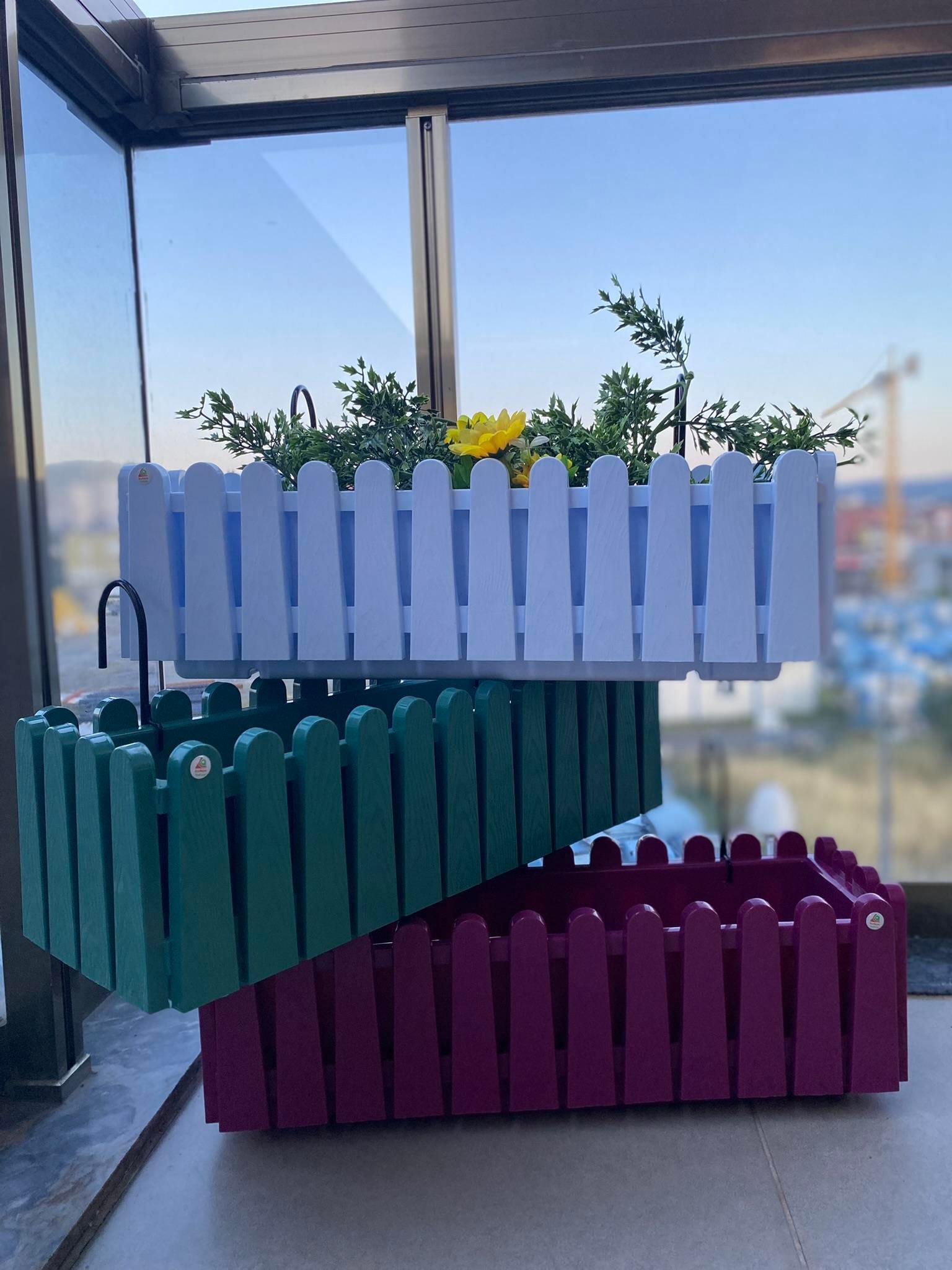SERİNOVA Istanbul Balkon Çit Saksı Askılı 9 Litre YEŞİL