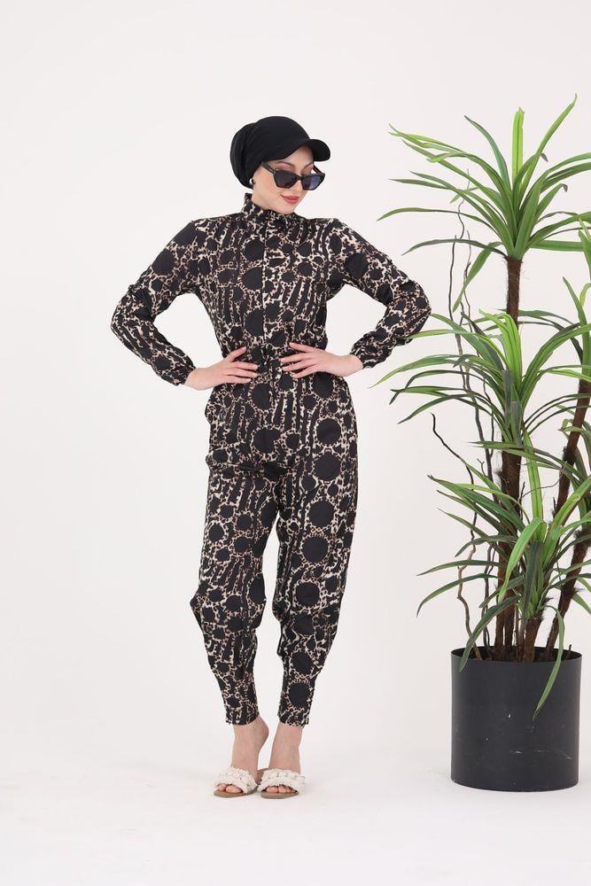 Dubai Desen Tasarım Tesettür Paraşüt Kumaş Tulum Mayo