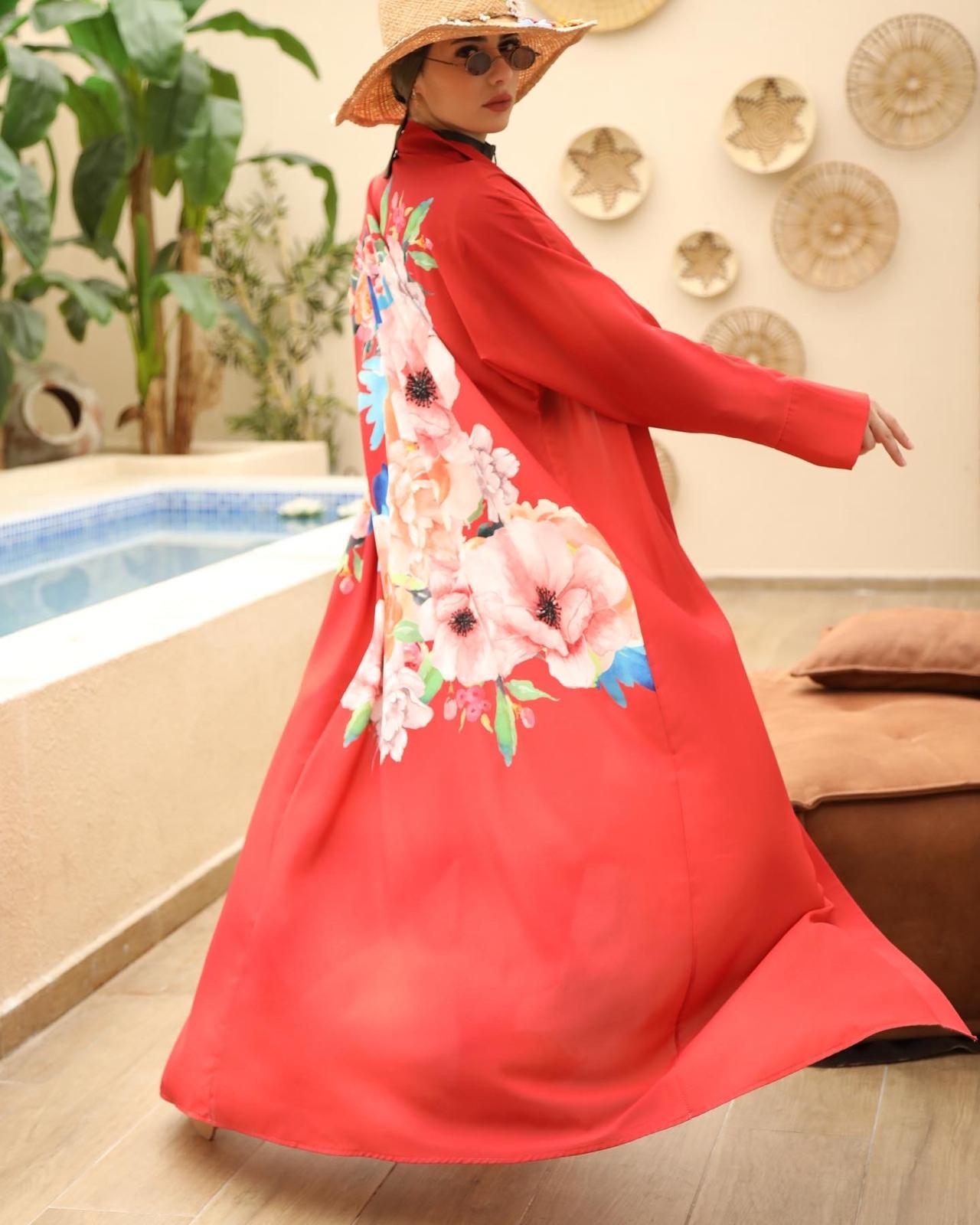 Çiçekli Pano Desen Kimono