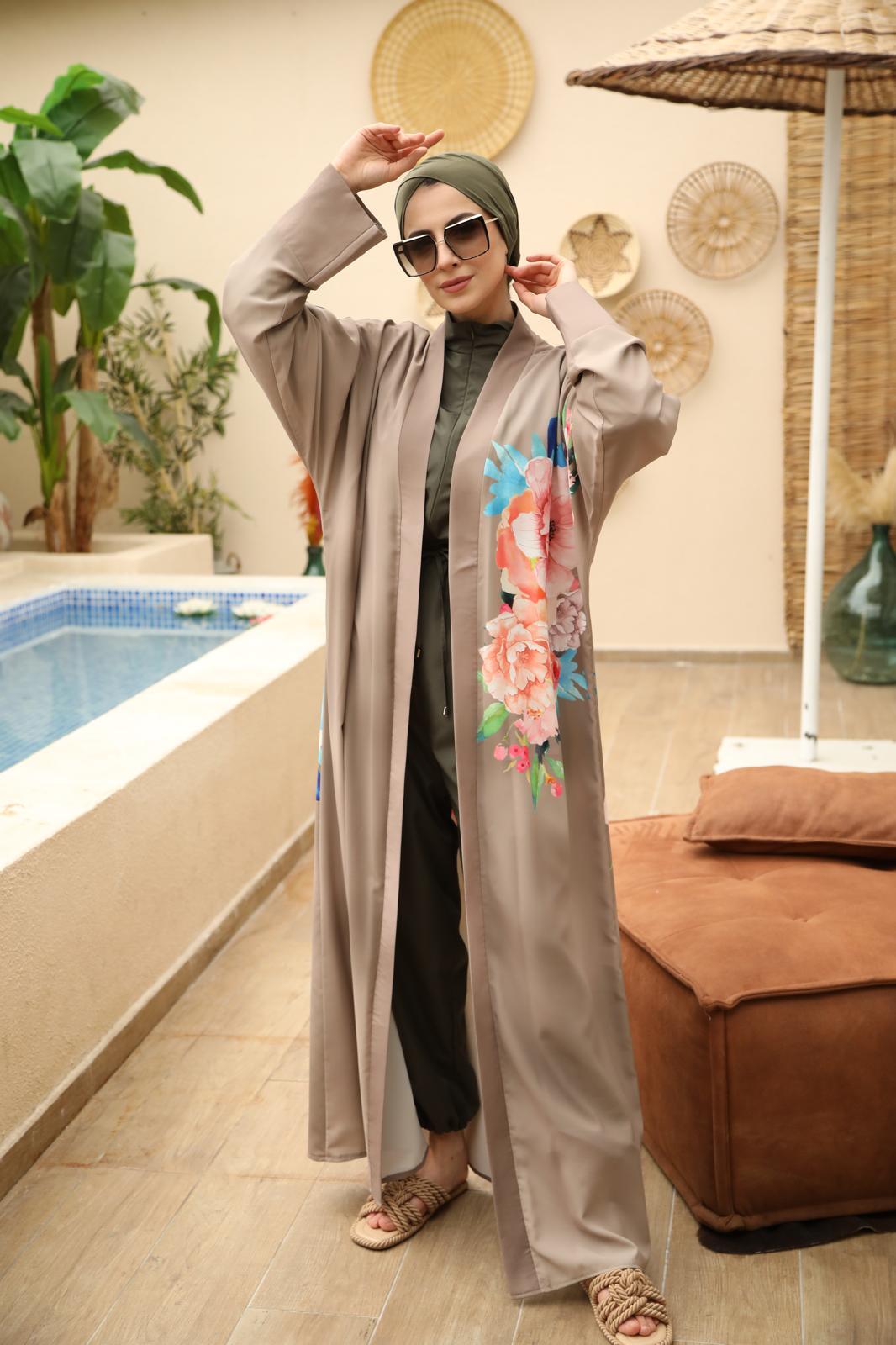 Çiçekli Pano Desen Kimono
