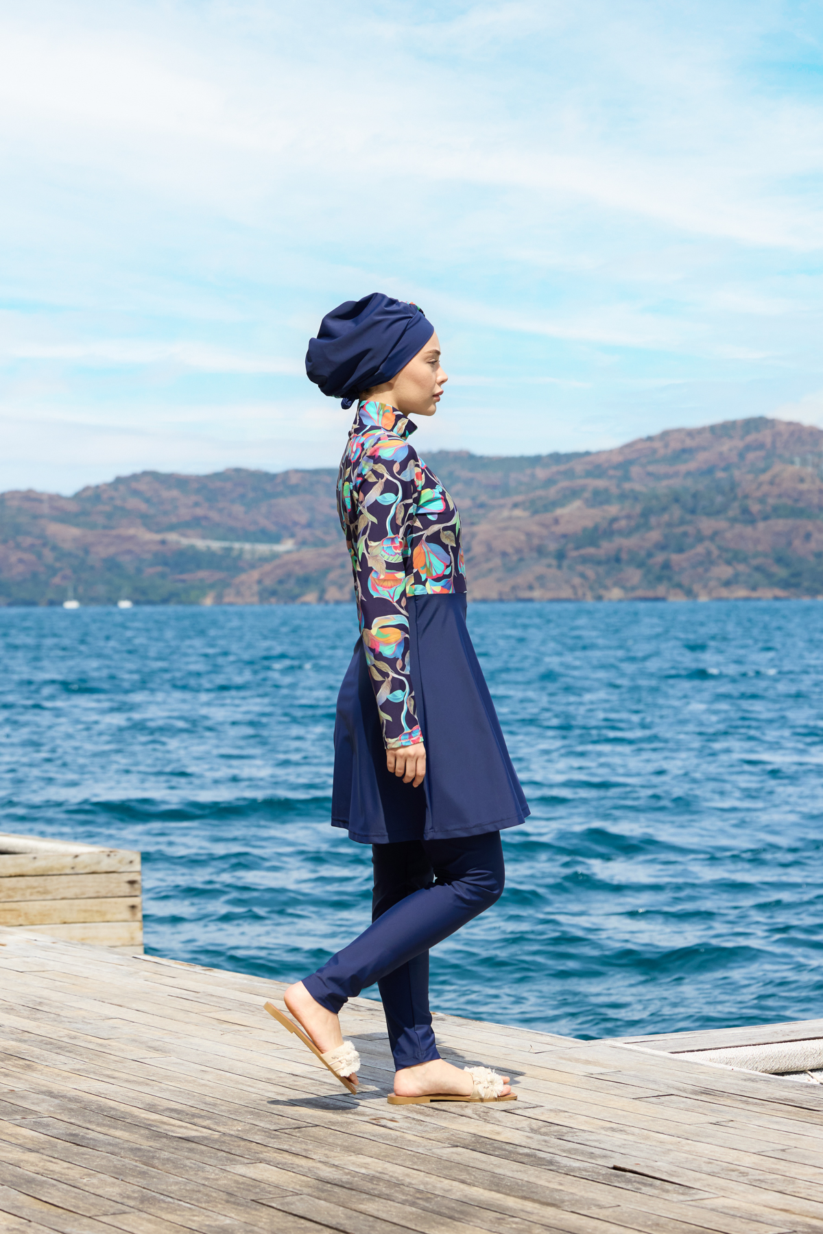 Ebru Model Lycralı Tasarım Tesettür İkili Mayo Takım