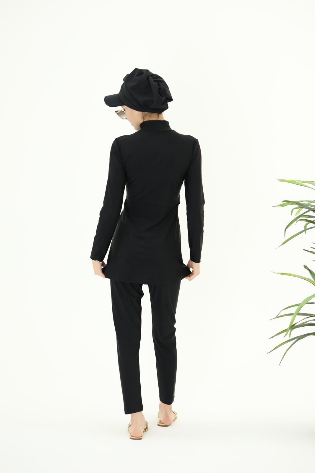 Golf Siyah Tasarım Tesettür Mayo Takım