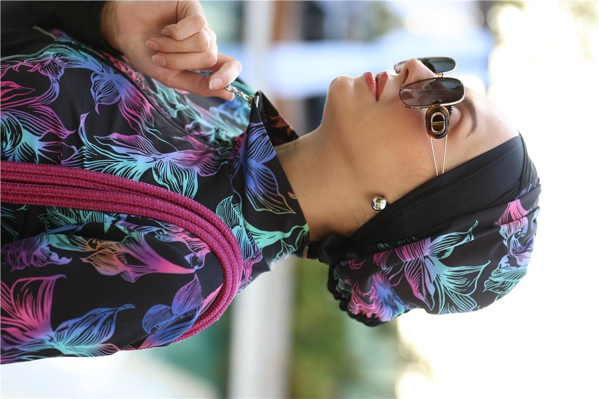 Lena Model Zambak Desen Tasarım Tesettür Mayo Takım