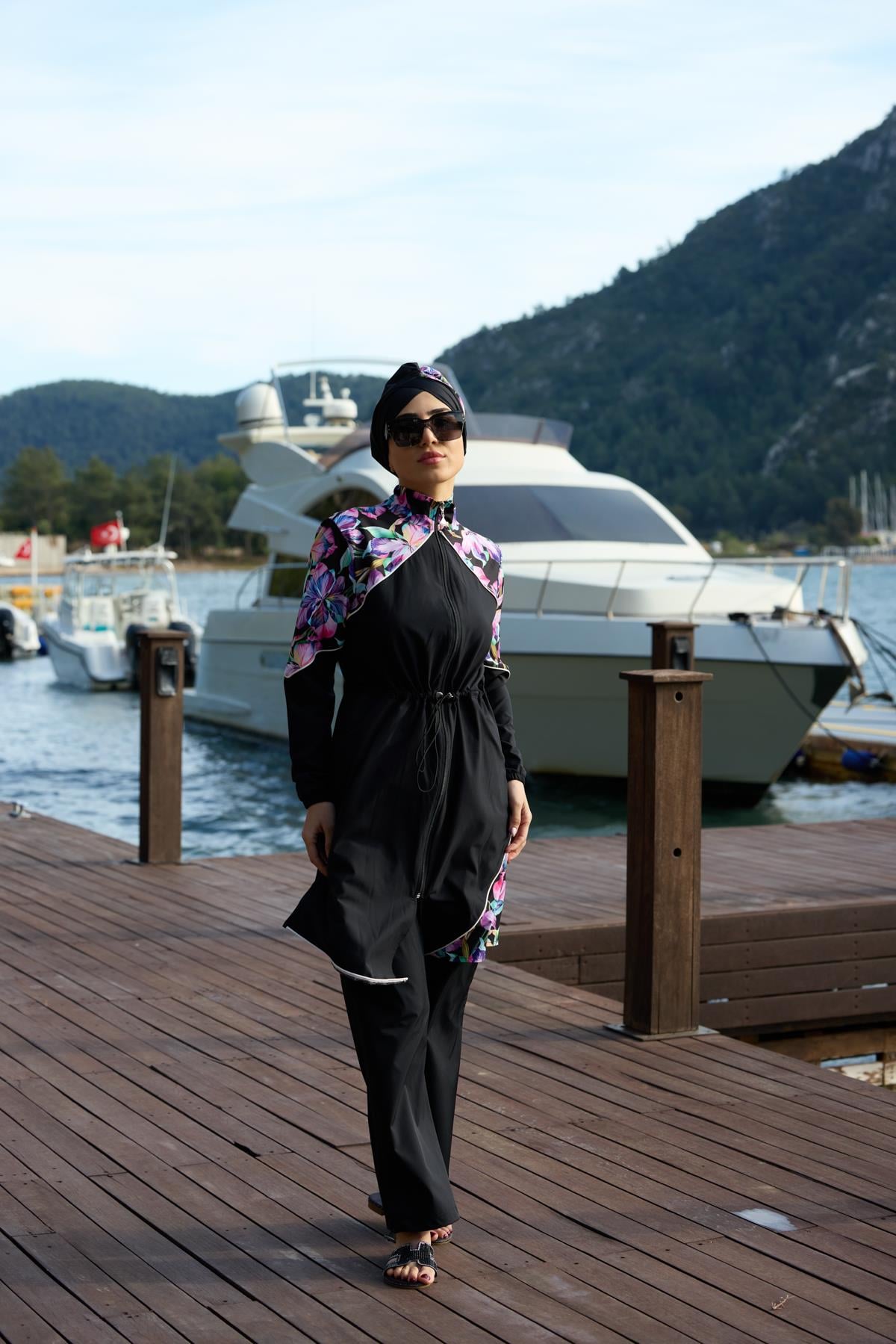 Lilya Desen Spor Lycralı Tasarım Tesettür İkili Mayo Takım
