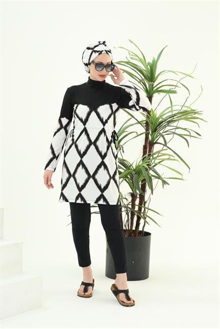 ADEL BAKLAVA DESEN TASARIM TESETTÜR İKİLİ MAYO TAKIM