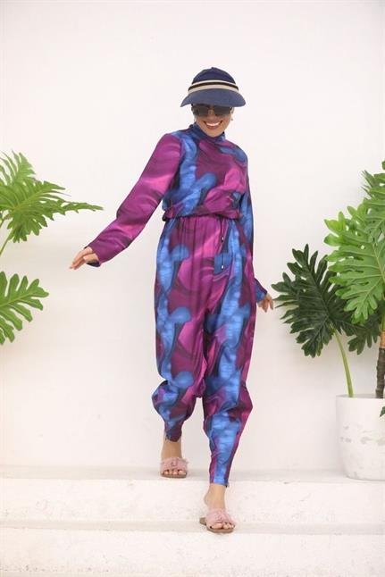 Blackberry Desen Tasarım Tesettür Paraşüt Kumaş Tulum Mayo