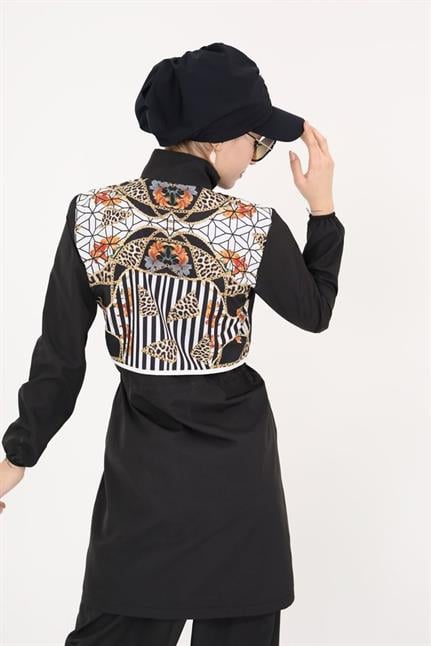 Sabrina Mozaik Desenli Tasarım Tesettür Paraşüt Kumaş Ikili Mayo Takım 364