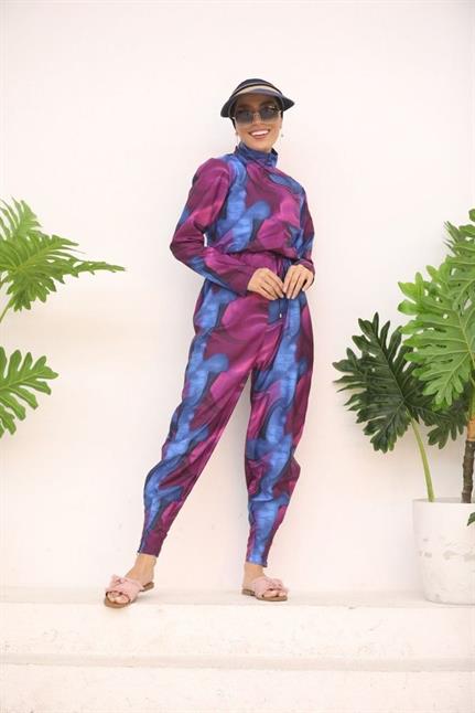 Blackberry Desen Tasarım Tesettür Paraşüt Kumaş Tulum Mayo