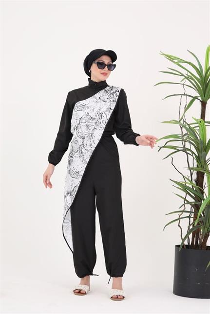 OCEAN WHİTE ANGEL DESEN TASARIM TESETTÜR PARAŞÜT KUMAŞ TULUM MAYO