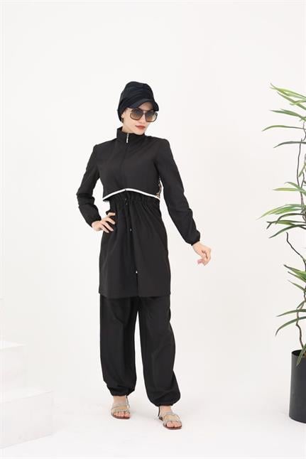 Sabrina Mozaik Desenli Tasarım Tesettür Paraşüt Kumaş Ikili Mayo Takım 364