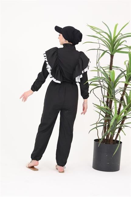 Star Çizgili Model Tasarım Tesettür Paraşüt Kumaş Tulum Mayo