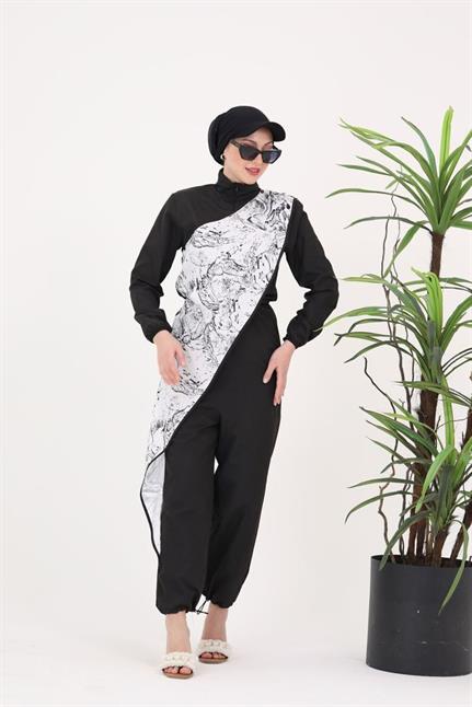 OCEAN WHİTE ANGEL DESEN TASARIM TESETTÜR PARAŞÜT KUMAŞ TULUM MAYO