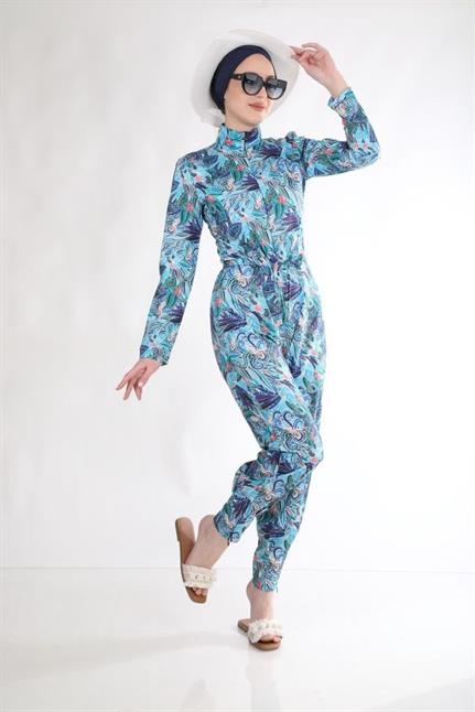 Lale Desen Tasarım Tesettür Paraşüt Kumaş Tulum Mayo