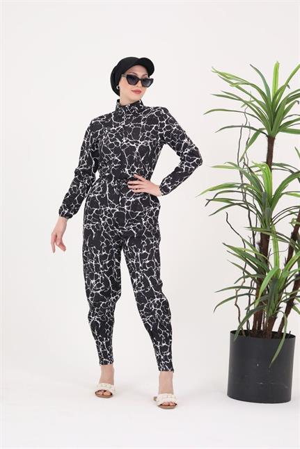 Mermer Desen Tasarım Tesettür Paraşüt Kumaş Tulum Mayo