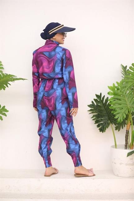 Blackberry Desen Tasarım Tesettür Paraşüt Kumaş Tulum Mayo