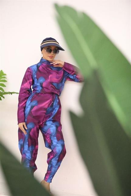 Blackberry Desen Tasarım Tesettür Paraşüt Kumaş Tulum Mayo