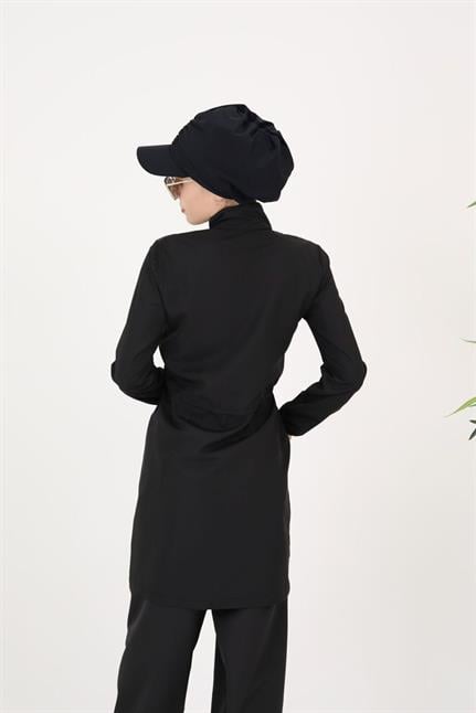 Sabrina Yaprak Desenli Tasarım Tesettür Paraşüt Kumaş Ikili Mayo Takım 364