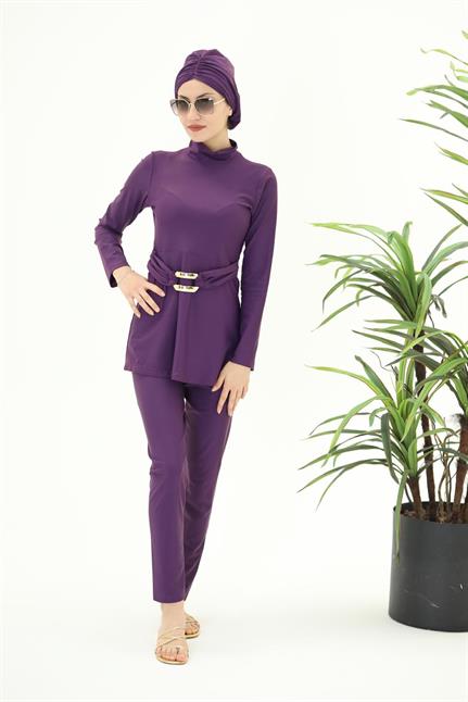 Aren Gold Toka Detaylı Tasarım Tesettür Mayo Takım