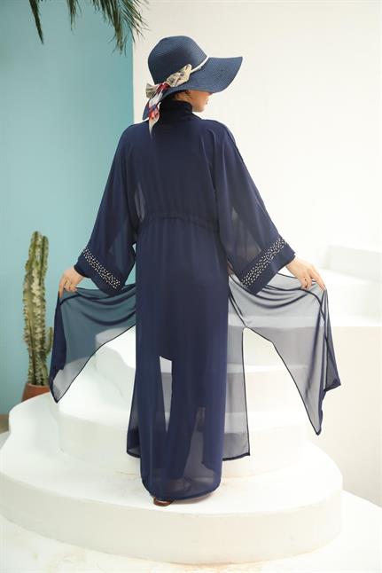 Basic Lacivert Kadın Taşlı Tasarım Tesettür Pareo