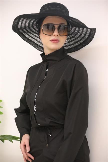 Biyeli Tasarım Tesettür Paraşüt Kumaş Tulum Mayo