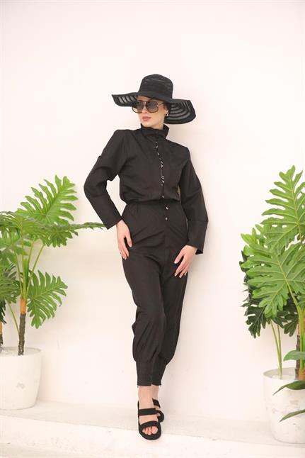 Biyeli Tasarım Tesettür Paraşüt Kumaş Tulum Mayo