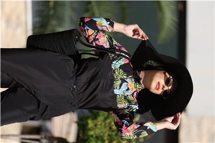 Botanik Model Allerli Tasarım Tesettür Tulum Mayo | NS Tasarim