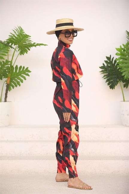 Alev Desen Tasarım Tesettür Paraşüt Kumaş Tulum Mayo