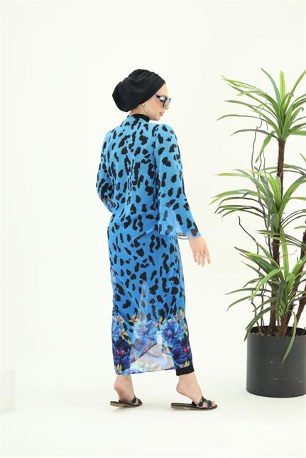 Laura Mavi Leopar Desen Pareo