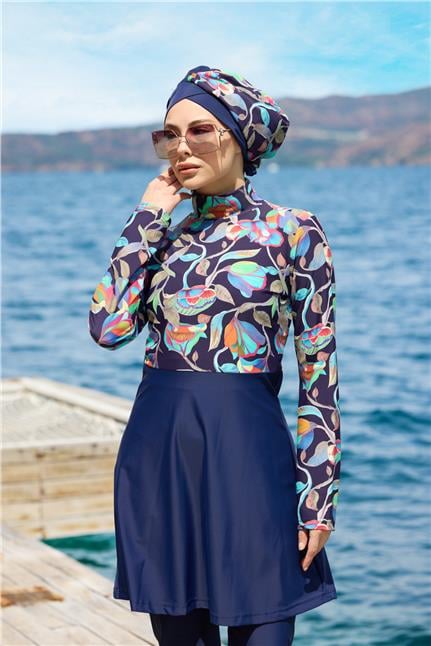 Ebru Model Lycralı Tasarım Tesettür İkili Mayo Takım