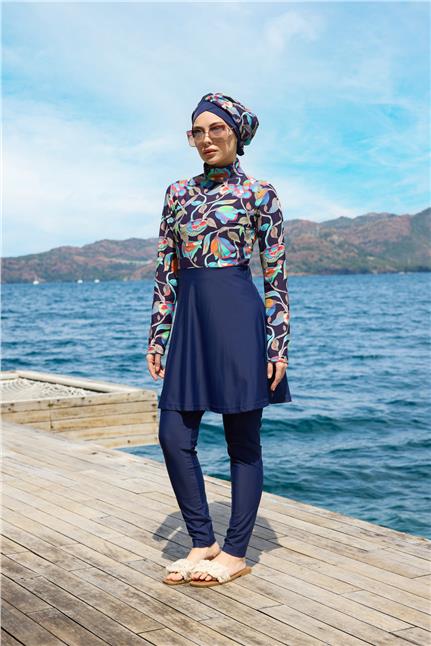 Ebru Model Lycralı Tasarım Tesettür İkili Mayo Takım