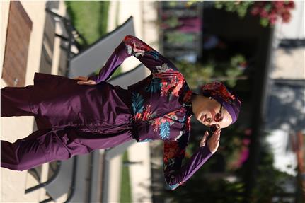 Etnik Model Spor Lycralı Tasarım Tesettür İkili Mayo Takım | NS Tasarim