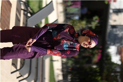 Etnik Model Spor Lycralı Tasarım Tesettür İkili Mayo Takım