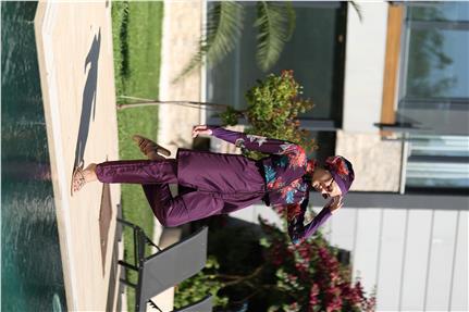 Etnik Model Spor Lycralı Tasarım Tesettür İkili Mayo Takım