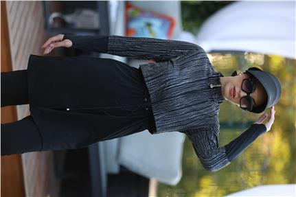 Felina Model Spor Lycralı Parmak Detaylı Tasarım Tesettür İkili Mayo Takım