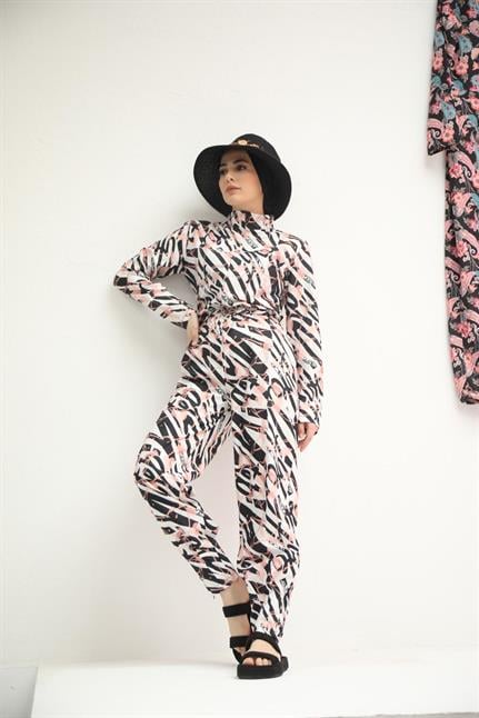 Flamingo Desen Tasarım Tesettür Tulum Mayo