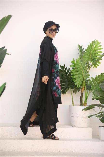 GELİNCİK DESEN TASARIM TESETTÜR İKİLİ MAYO TAKIM