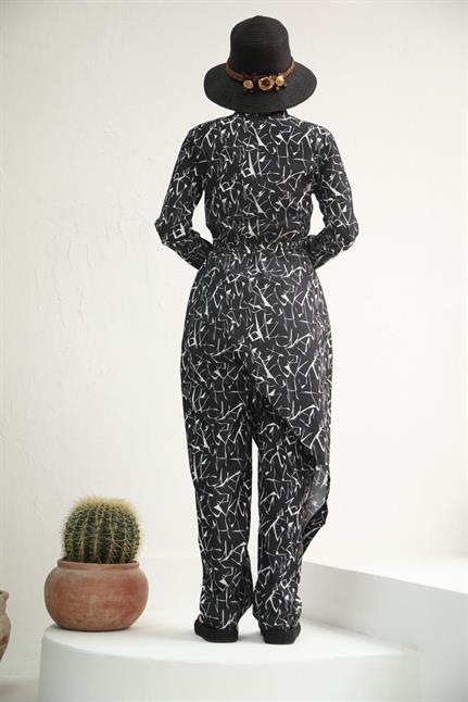 Geometrik Desen Allerli Tasarım Tesettür Tulum Mayo