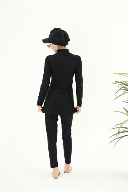 Golf Siyah Tasarım Tesettür Mayo Takım