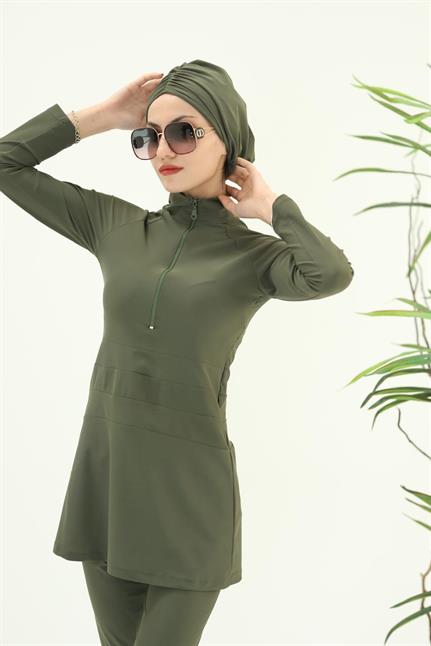 Golf Yeşil Tasarım Tesettür Mayo Takım