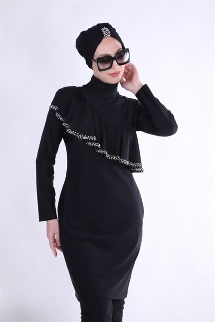 Kadın Allerli Mayo Takım - Siyah