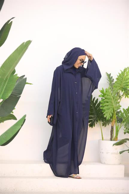 Lacivert Kapşonlu Pareo | NS Tasarim