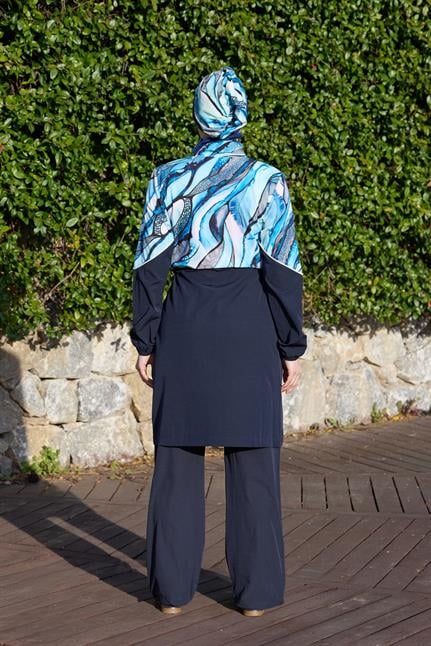 Lena Model Maris Desen Spor Lycralı Tasarım Tesettür İkili Mayo Takım