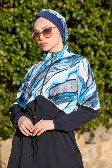 Lena Model Maris Desen Spor Lycralı Tasarım Tesettür İkili Mayo Takım