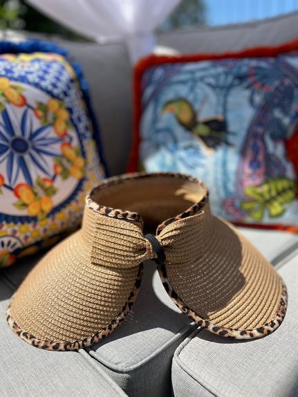 Leopar Kenar Detaylı Vizör Hasır Şapka