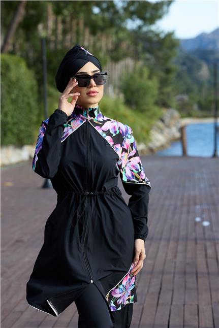 Lilya Desen Spor Lycralı Tasarım Tesettür İkili Mayo Takım