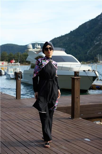 Lilya Desen Spor Lycralı Tasarım Tesettür İkili Mayo Takım | Markasız
